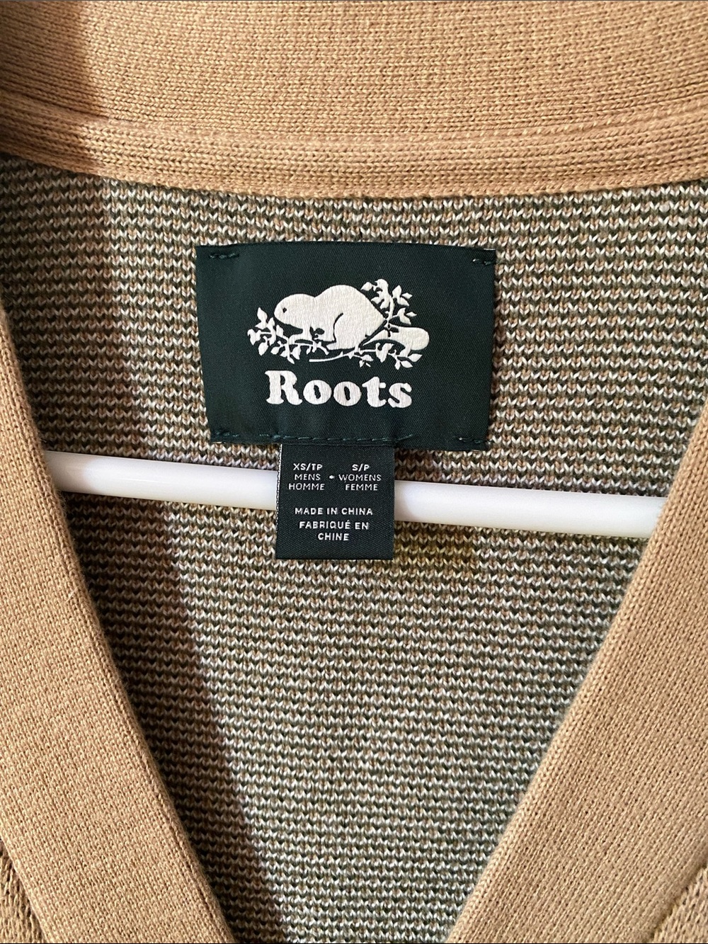 Roots Tan, Green and White Forest Scenic Cardigan Sweater - Picture 2 of 3